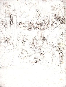 Leonardo, studio per l'adorazione dei magi, louvre