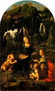 Leonardo da Vinci - Virgin of the Rocks (Louvre). Free illustration for personal and commercial use.