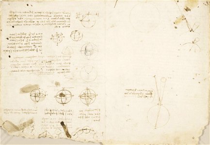 Leonardo da Vinci - RCIN 919120, Recto Studies of mechanics and anatomy, and notes on painting