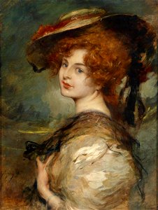 Leopold Schmutzler Bildnis einer Dame mit rotem Haar und Hut