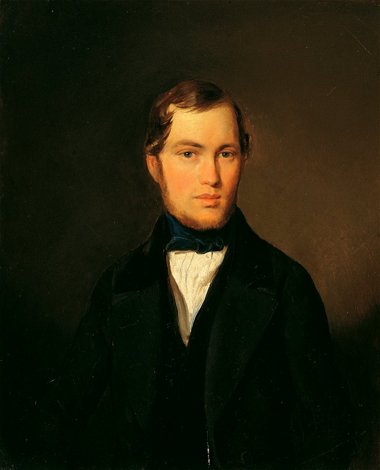 Leopold Fertbauer - Junger Mann mit blauer Halsbinde - 4288 - Österreichische Galerie Belvedere