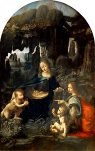 Leonardo Da Vinci - Vergine delle Rocce (Louvre). Free illustration for personal and commercial use.