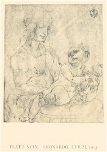 Leonardo da Vinci, Madonna col Bambino che carezza un gattino (Gallerie degli Uffizi). Free illustration for personal and commercial use.