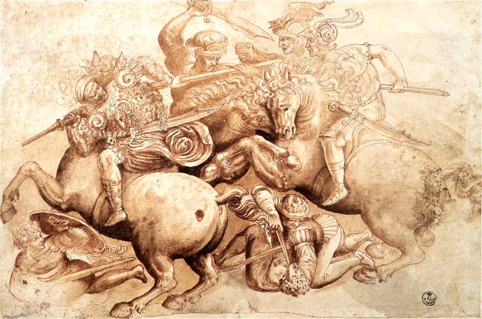 After leonardo da vinci, The Battle of Anghiari (copy of a detail)