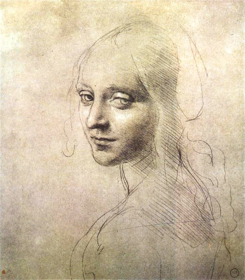 Leonardo da vinci, Head of a girl 01