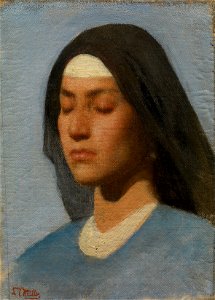 Leopold Carl Müller (1834-92) - Head of a Nun - RCIN 403803 - Royal Collection. Free illustration for personal and commercial use.