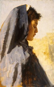 Leopold Carl Müller - Profile Head of a Young Woman - Walters 371013