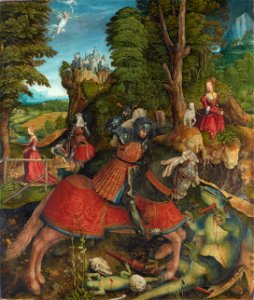 Leonhard Beck, , Kunsthistorisches Museum Wien, Gemäldegalerie - Hl. Georg im Kampf mit dem Drachen - GG 5669 - Kunsthistorisches Museum