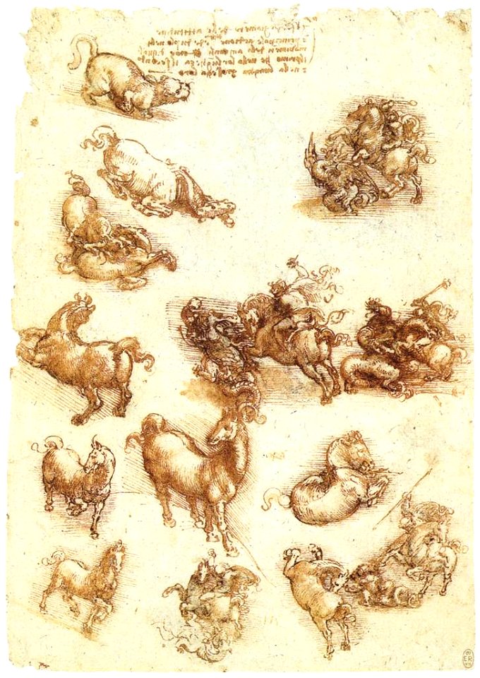 Leonardo da vinci, Study sheet with horses