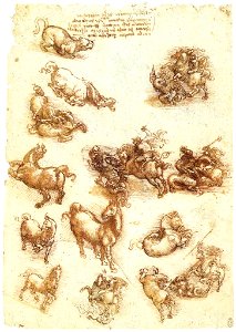 Leonardo da vinci, Study sheet with horses