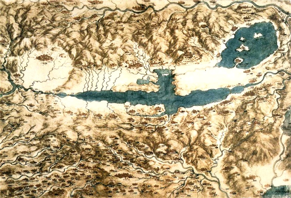 Leonardo da vinci, Map of Tuscany and the Chiana Valley