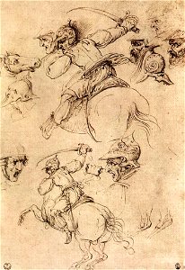 Leonardo da vinci, Study of battles on horseback