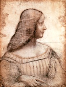 Leonardo da Vinci, Portrait of Isabella d'Este. Free illustration for personal and commercial use.