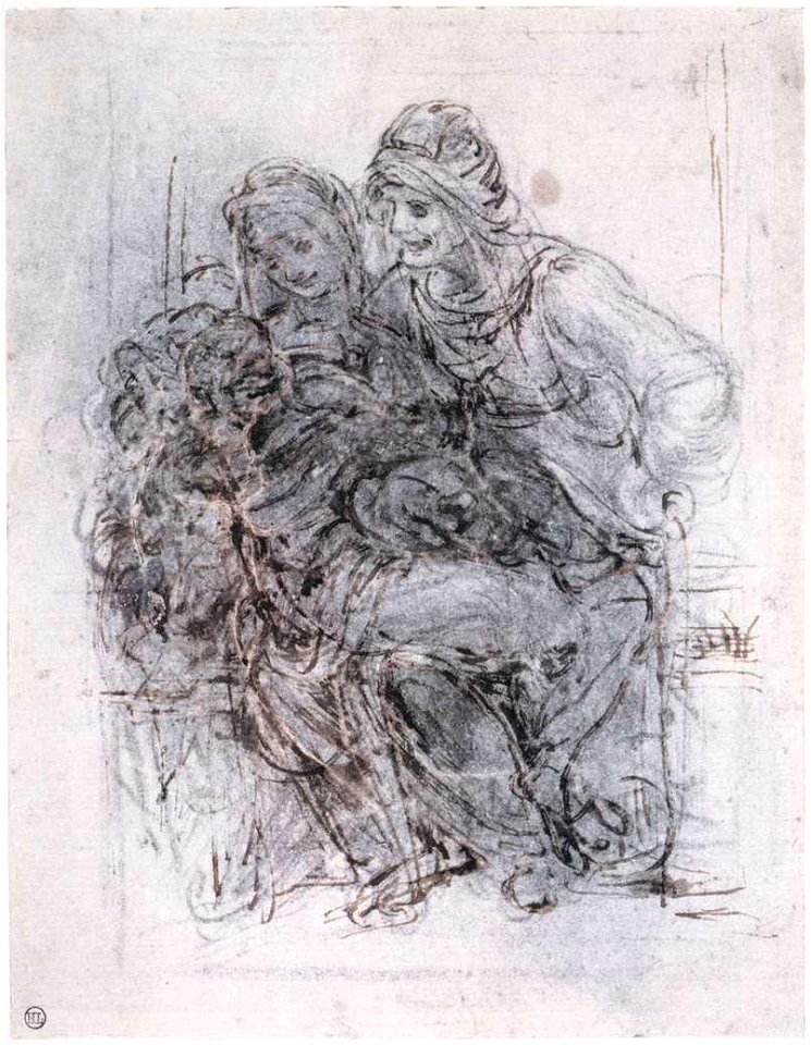 Leonardo da vinci, Study of St Anne, Mary and the Christ Child