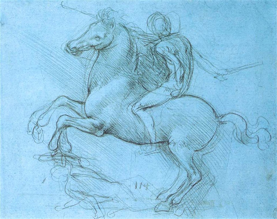 Leonardo da vinci, Study for the Sforza monument 01