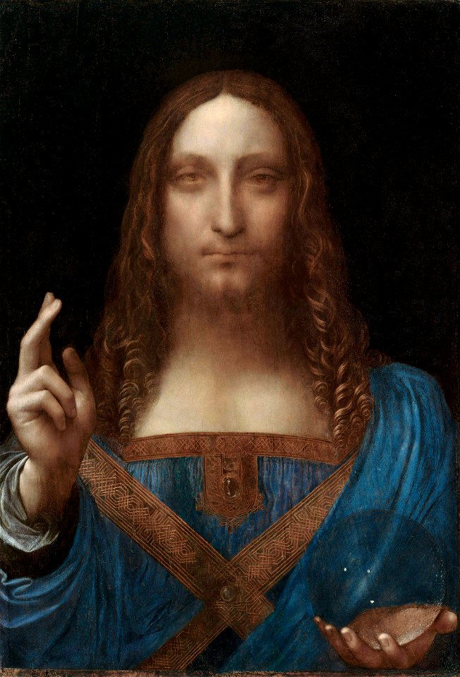 Leonardo da Vinci, Salvator Mundi, c.1500, oil on walnut, 45.4 × 65.6 cmFXD