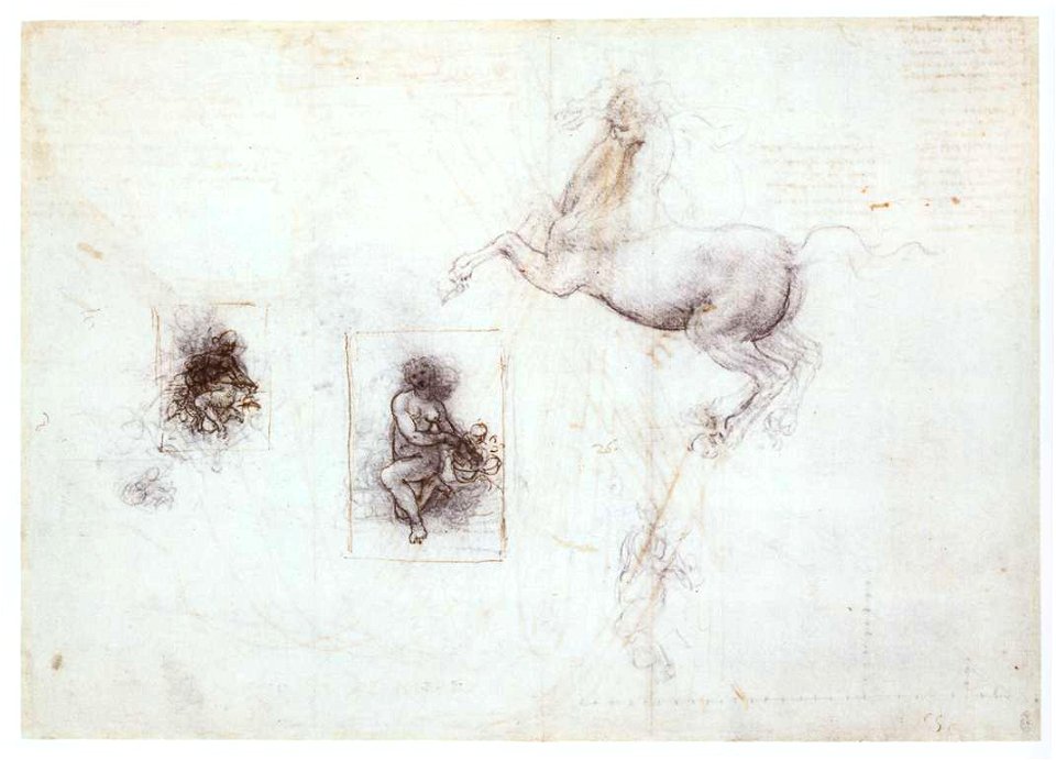 Leonardo da vinci, Studies of Leda and a horse
