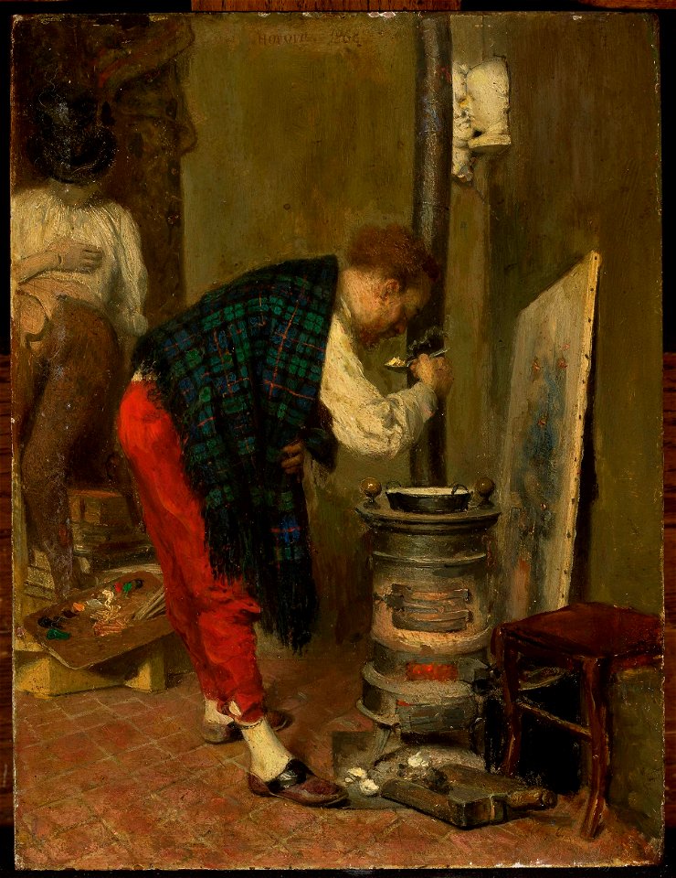 Leopold Horowitz - Artist's studio interior with a self-portrait - MP 2318 - National Museum in Warsaw