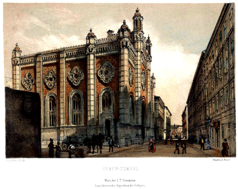 Leopoldstädter Tempel 1860 Rudolf von Alt Lithographie