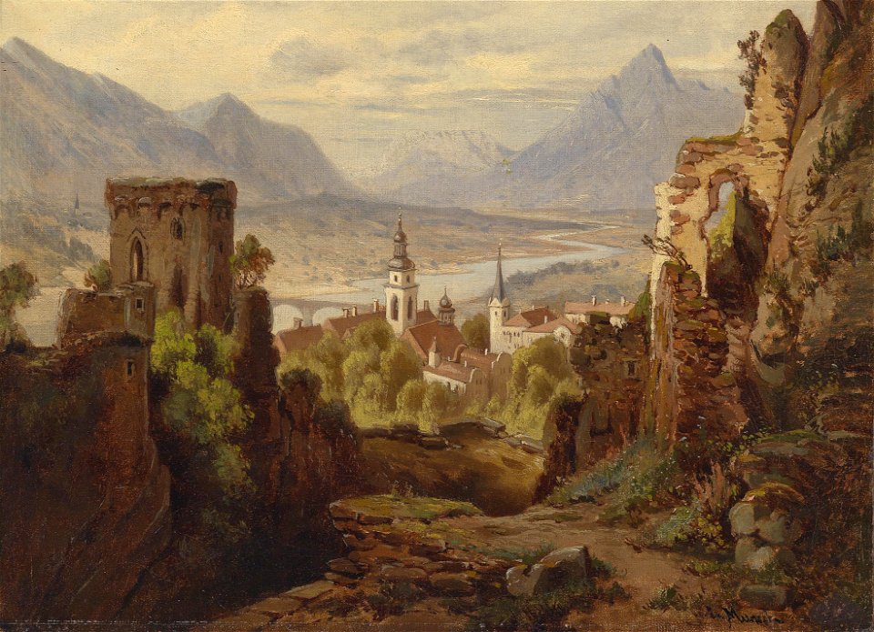 Leopold Munsch Blick auf Rattenberg am Inn