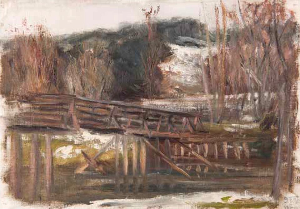 Leopold Blauensteiner HOLZBRUCKE AM GRAINBACH 1900
