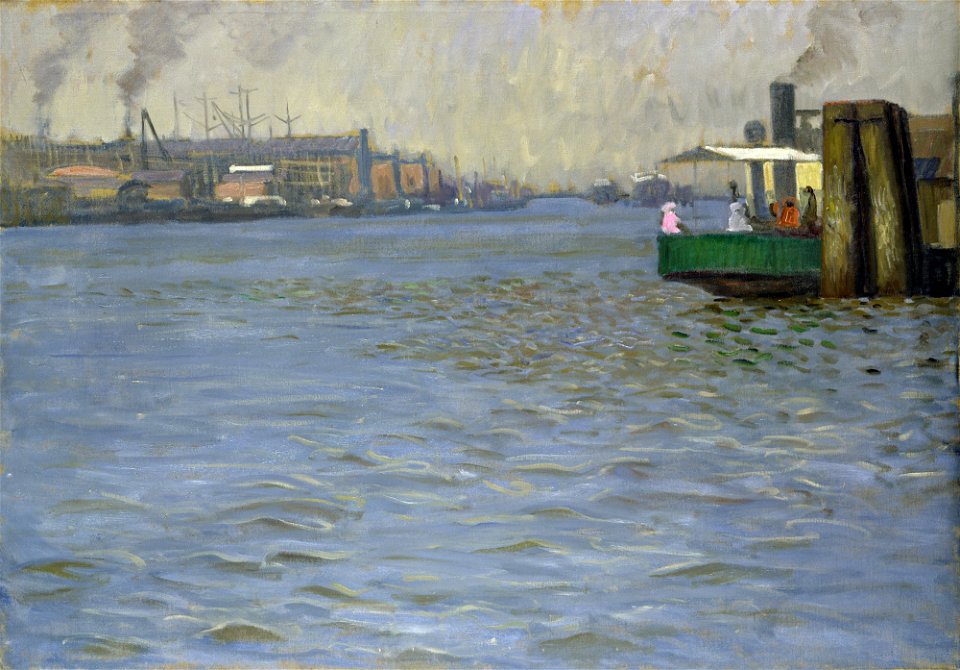 Leopold von Kalckreuth - Sonntagsstimmung auf der Elbe, Landungsbrücke in St. Pauli (1901, Studie)