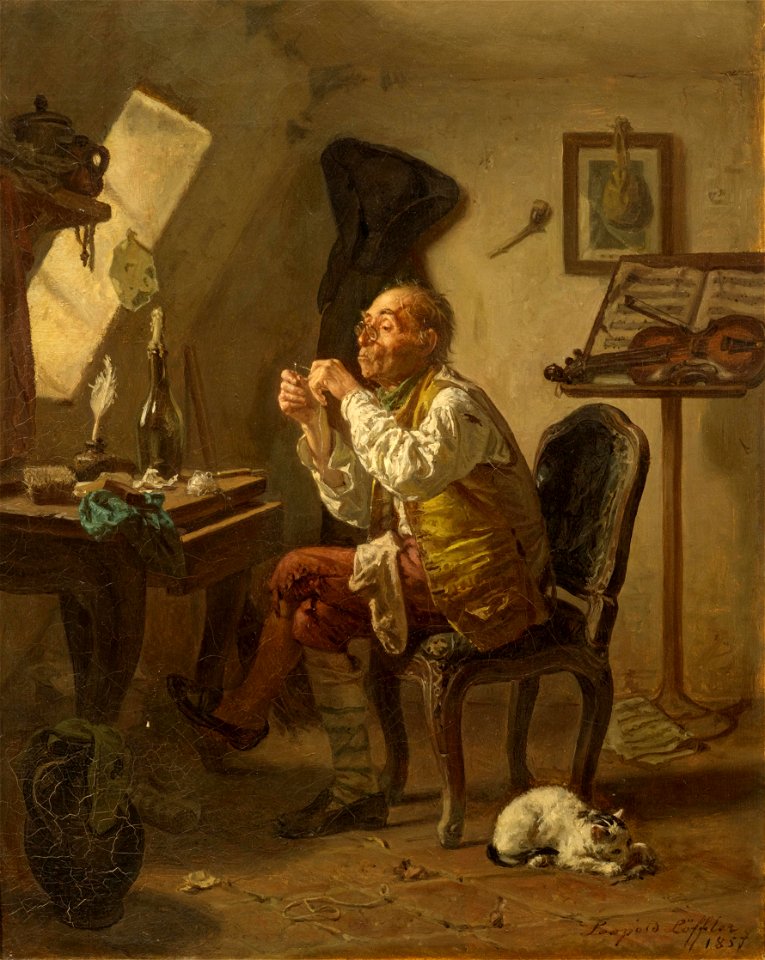 Leopold Löffler Musikant in seiner Stube 1857
