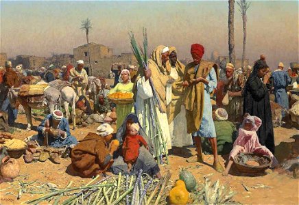 Leopold Carl Müller - Market in Lower Egypt. Free illustration for personal and commercial use.