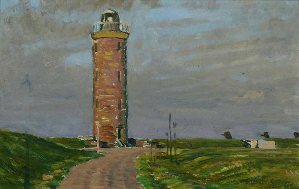 Leopold von Kalckreuth Leuchtturm in Deichlandschaft