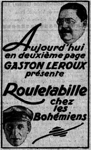 Leroux - Rouletabille chez les bohémiens, paru dans Le Matin, 1922 (page 1 crop)