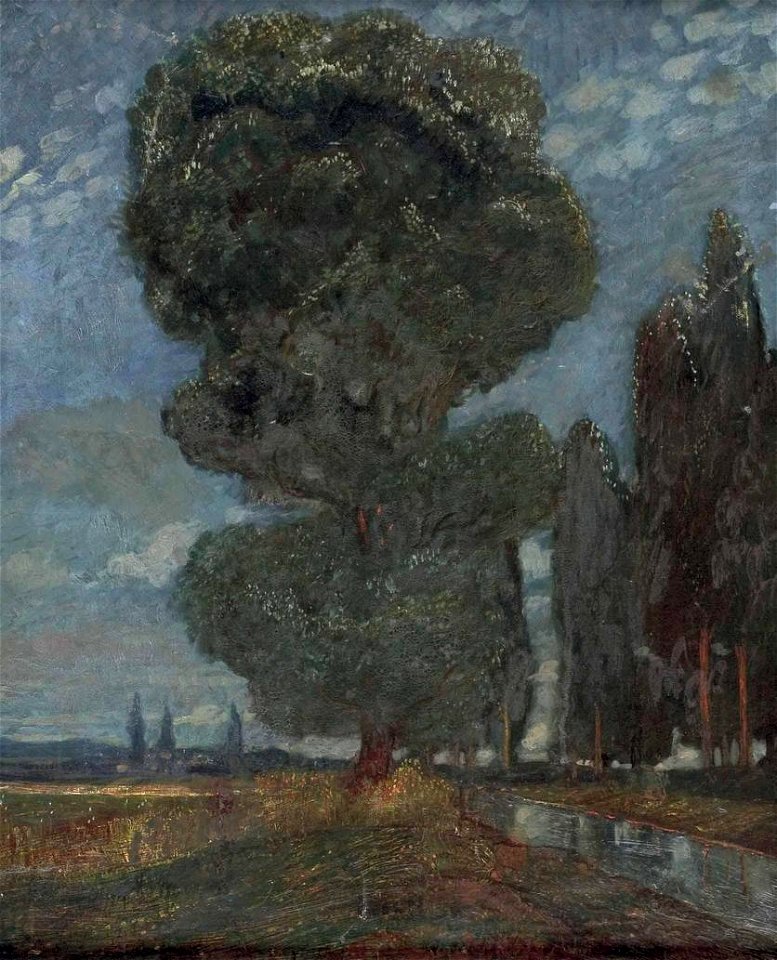 Leopold von Kalckreuth - Bachlandschaft mit Pappeln (1899)
