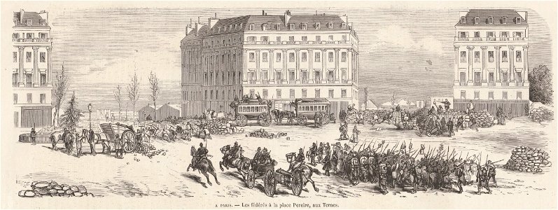 Les fédérés à la place Pereire, aux Ternes, de Vierge