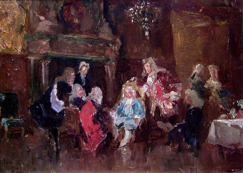 Vincent Stoltenberg Lerche - Scene from L. Holberg's play, The pawned Peasant Boy. (Sketch) - NG.M.02133 - National Museum of Art, Architecture and Design