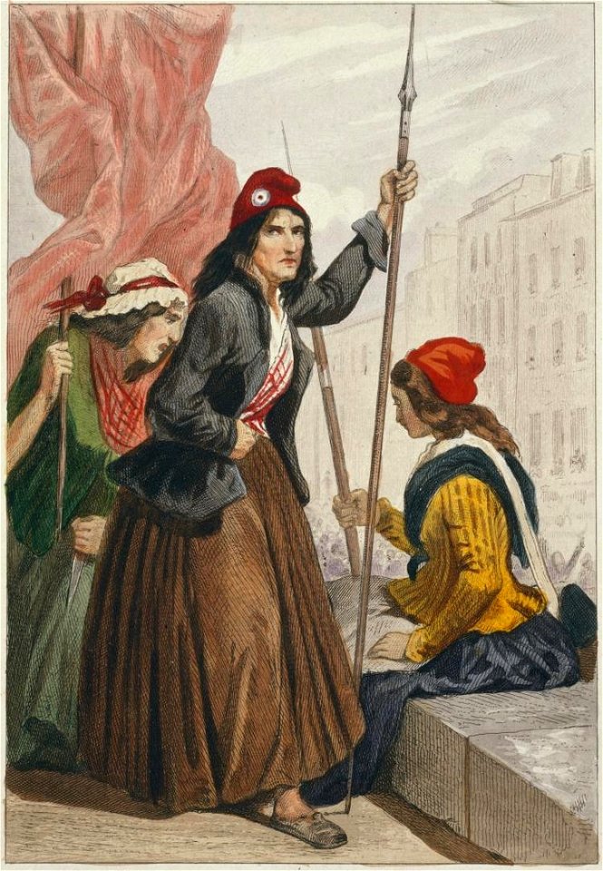 Les tricoteuses de la guillotine sur les marches de l'église Saint-Roch