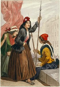 Les tricoteuses de la guillotine sur les marches de l'église Saint-Roch