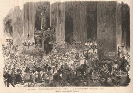 Les clubs, Saint-Sulpice dans la soirée du 12 mai, les gardes nationaux font évacuer l'église (M Vierge)