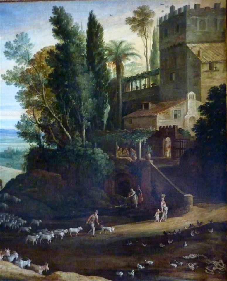 Les pèlerins d'Emmaüs by Paul Bril - right side detail