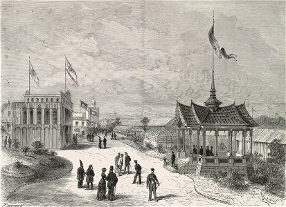 Les pavillons de Perse et de Siam, dans le parc du Trocadéro