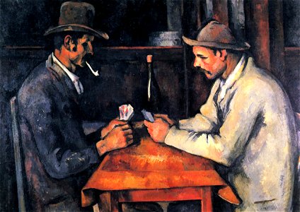 Les Joueurs de cartes, par Paul Cézanne, collection Al-Thani, Yorck. Free illustration for personal and commercial use.