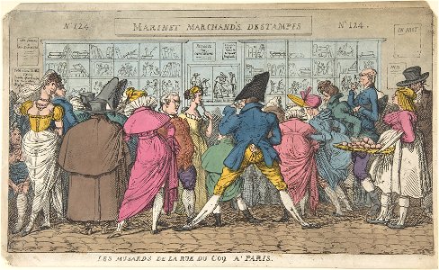 Les Musards de la Rue du Coq à Paris, ca. 1810. Free illustration for personal and commercial use.