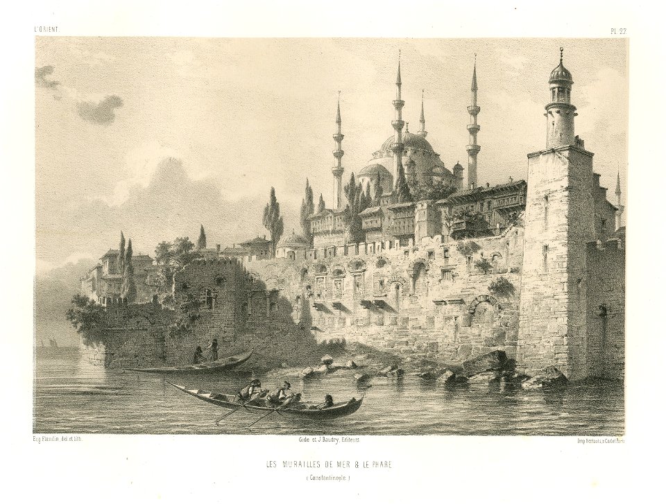 Les murailles de mer et le Phare - Flandin Eugène - 1853