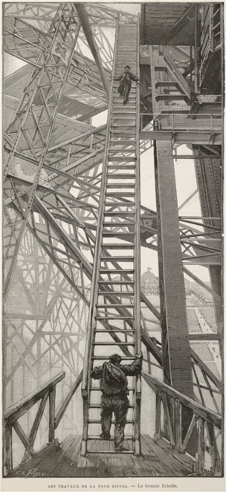 Les travaux de la Tour Eiffel. La grande échelle