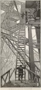 Les travaux de la Tour Eiffel. La grande échelle. Free illustration for personal and commercial use.