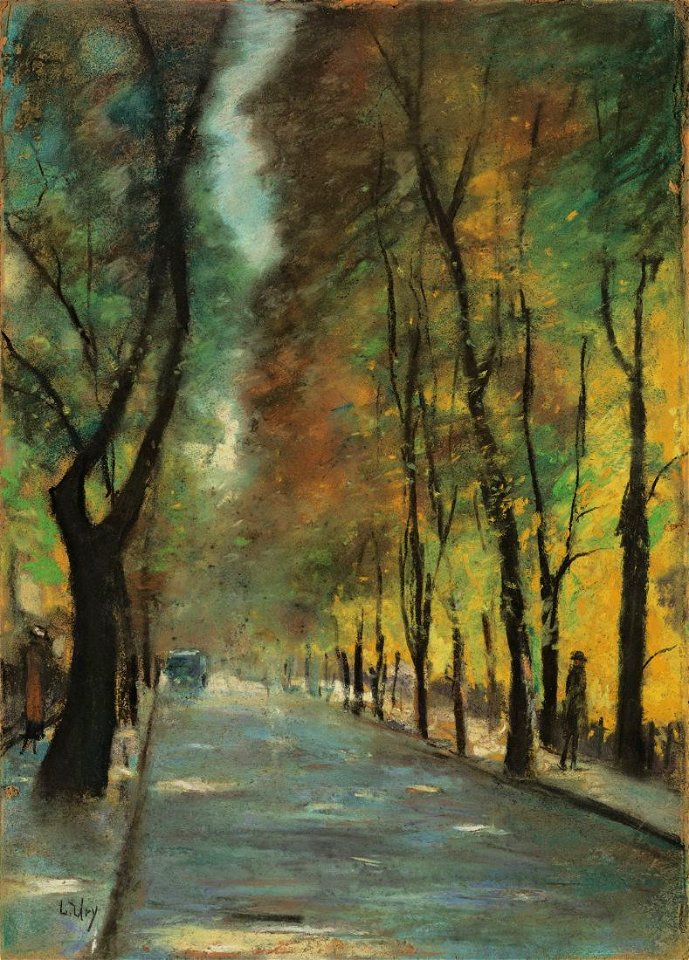Lesser Ury Herbstliche Straße im Tiergarten