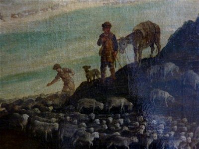 Les pèlerins d'Emmaüs by Paul Bril - center shepherds detail