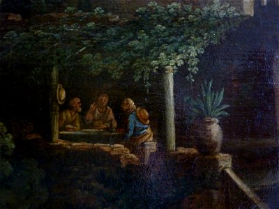 Les pèlerins d'Emmaüs by Paul Bril - supper detail