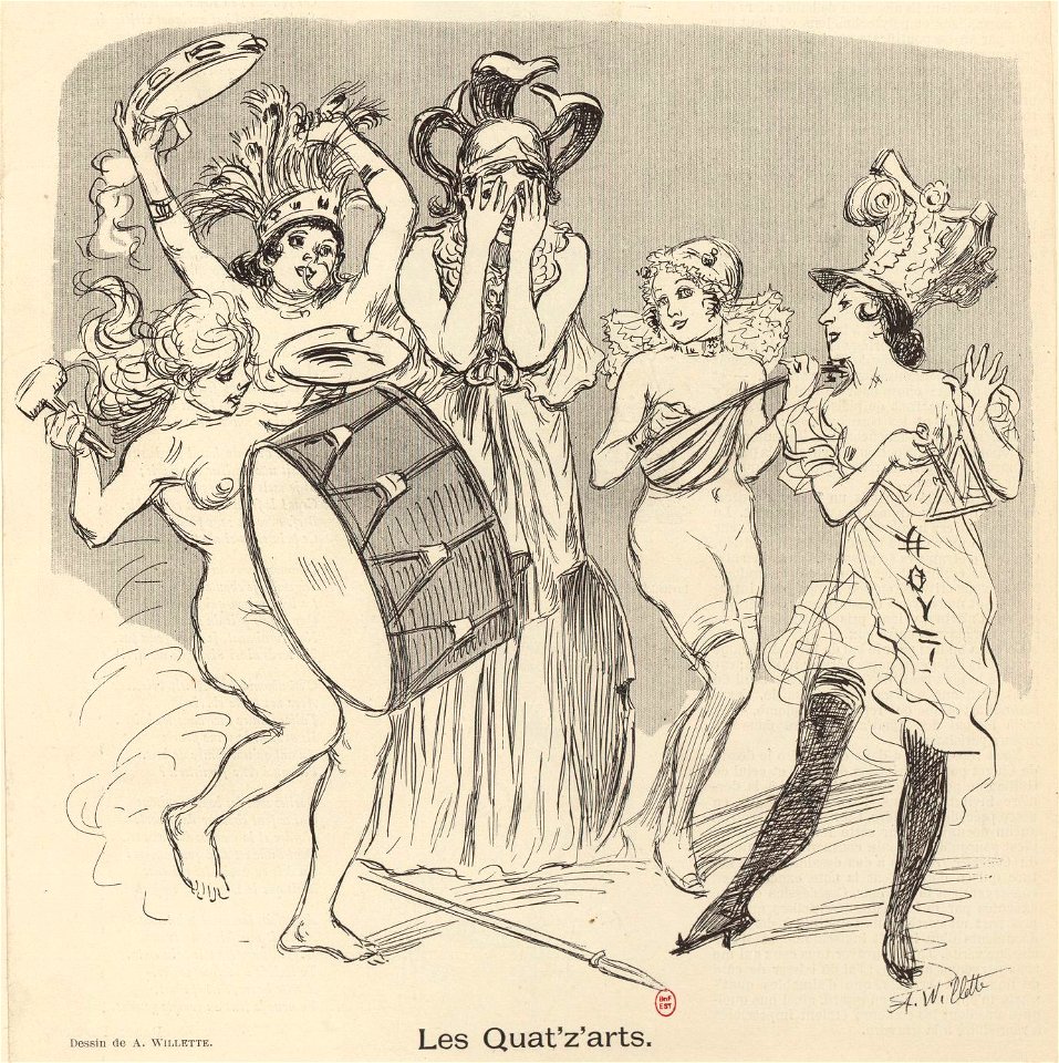 Les Quat'z'arts. Lithographie de Willette