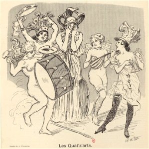 Les Quat'z'arts. Lithographie de Willette