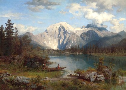 August Wilhelm Leu - Im Schatten der Alpen (1860). Free illustration for personal and commercial use.