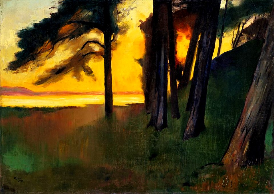 Lesser Ury Abend an einem See 1909